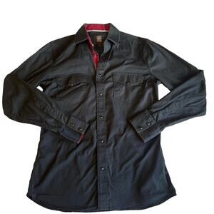 TM Exposure Goth Y2K Black Snap Button Up Classic Collared Men’s Shirt Small